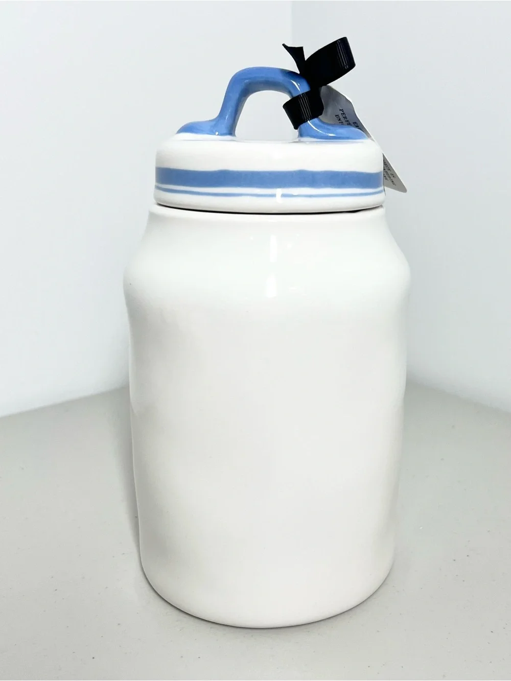 NWT Rae Dunn Blue Accent Cream Ceramic ‘Fresh’ Kitchen Canister